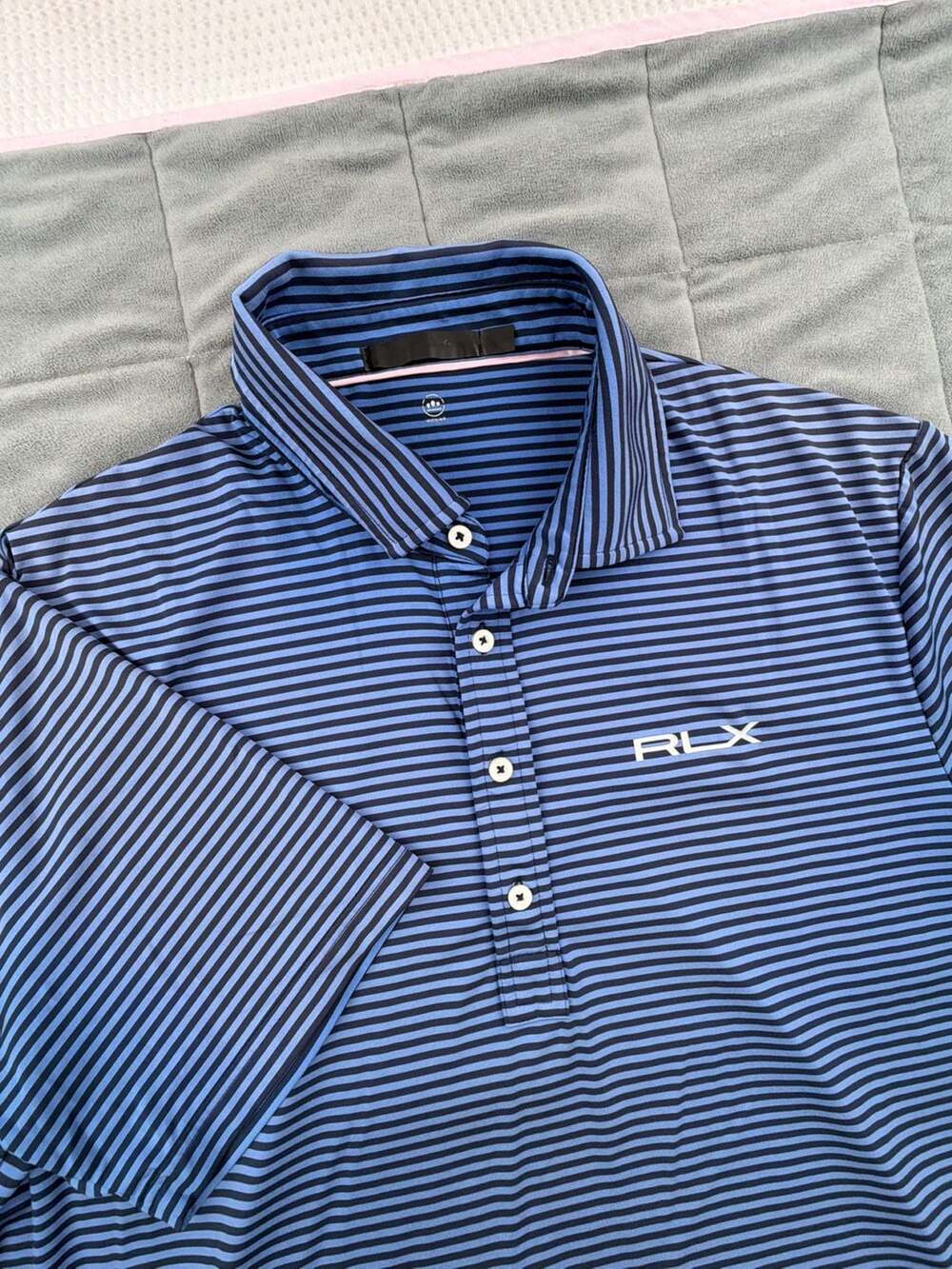 RLX Ralph Lauren Performance Polo Size L Striped Blue